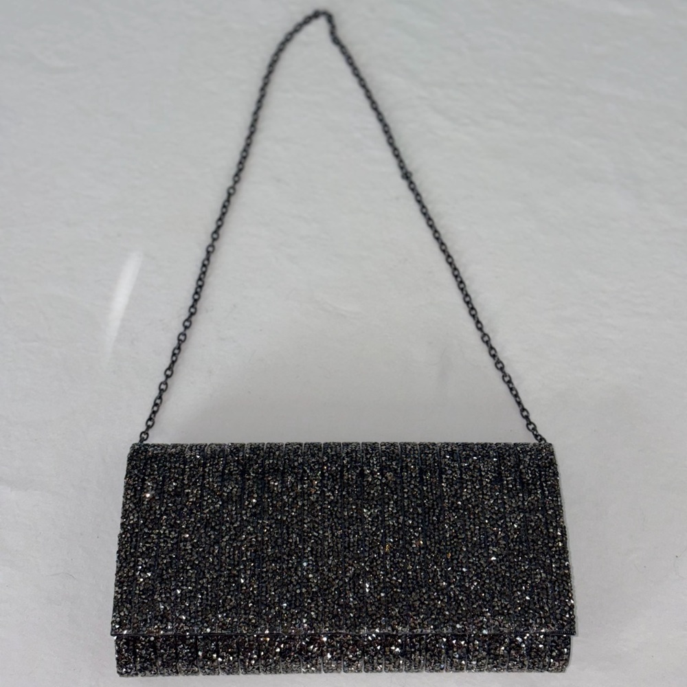 Black/Silver Glitter Evening Clutch - Picture 9 of 10
